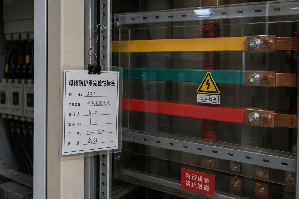 母排防护罩完整性标签实拍参考图
