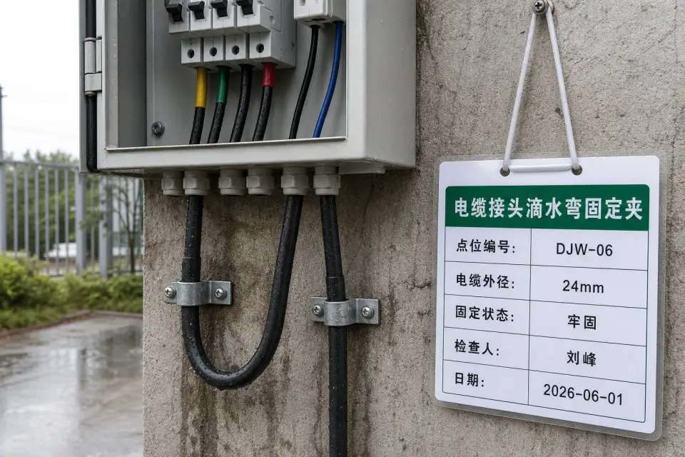 电缆接头滴水弯固定夹实拍参考图