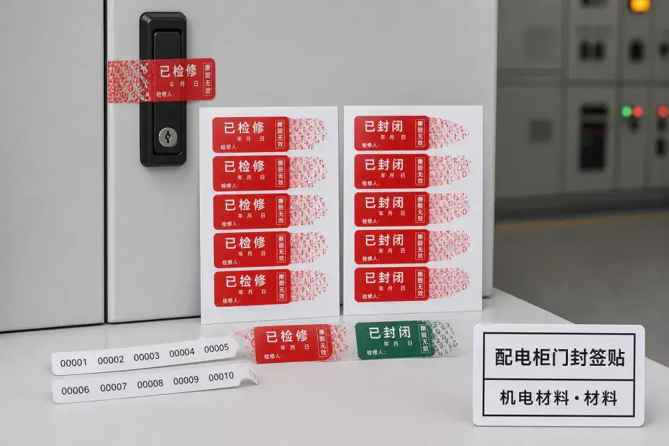 配电柜门封签贴实拍参考图