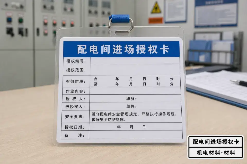 配电间进场授权卡实拍参考图