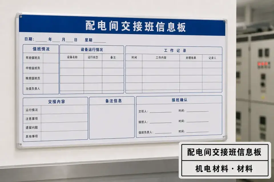 配电间交接班信息板实拍参考图