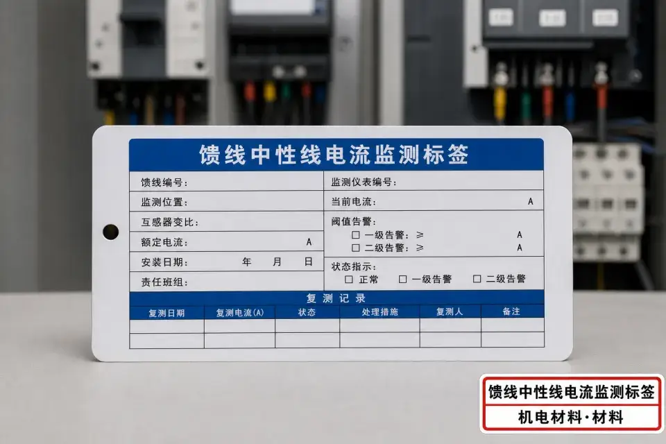 馈线中性线电流监测标签实拍参考图