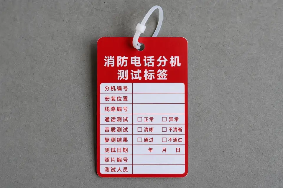 消防电话分机测试标签实拍参考图
