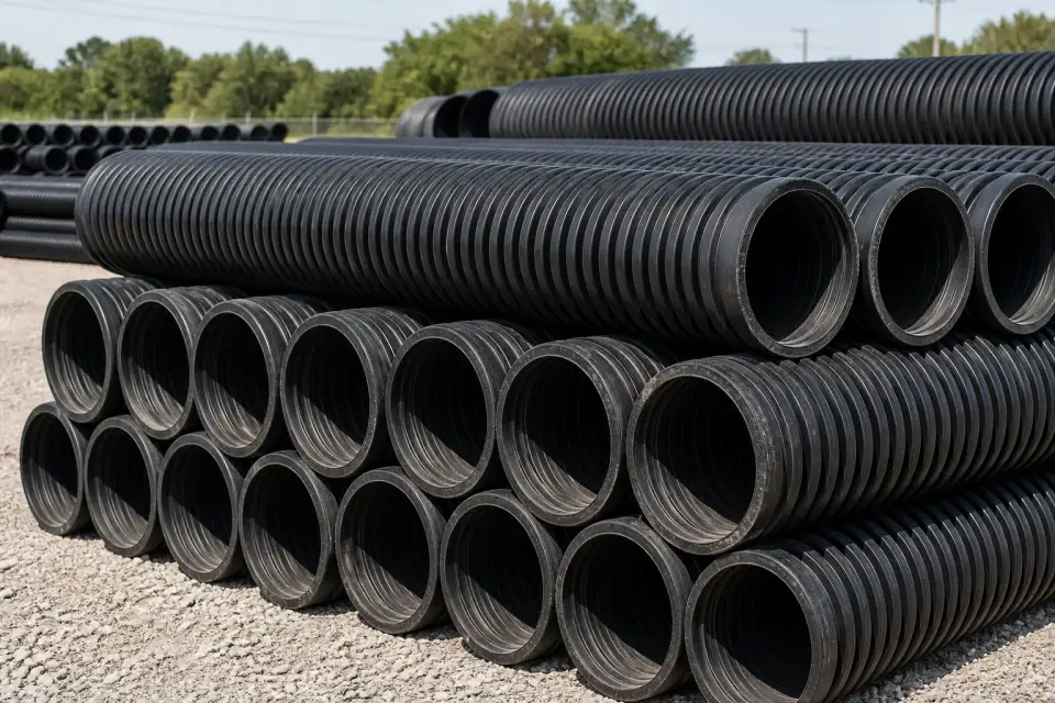 HDPE 波纹排水管堆场实拍参考图