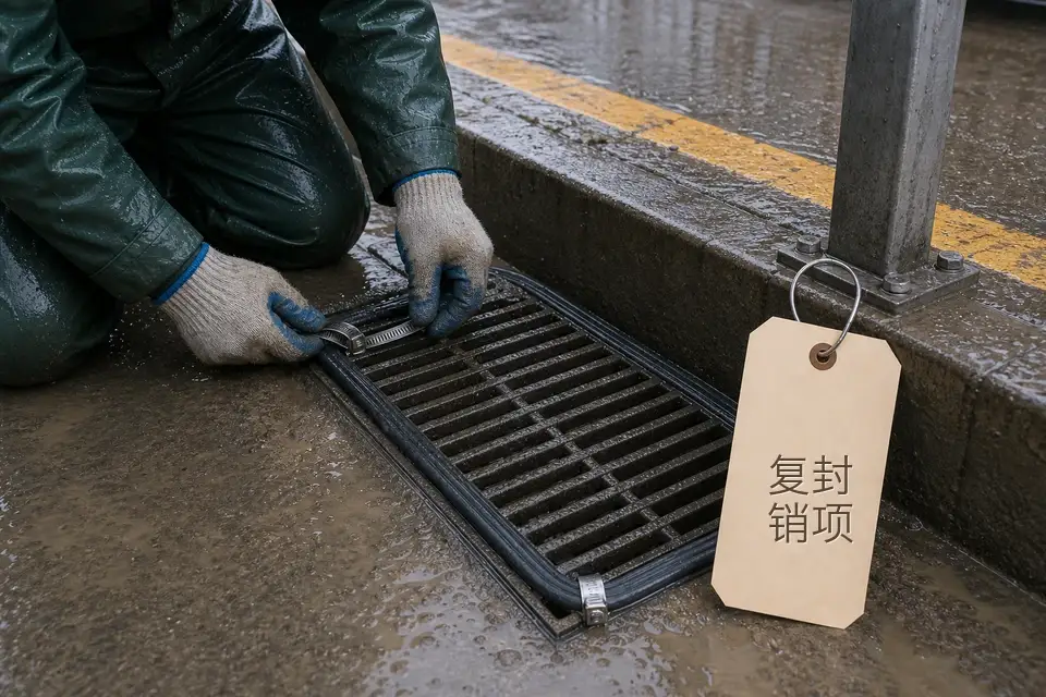 雨班排口格栅倒灌复封销项标签套件实拍参考图