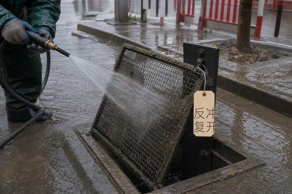 雨班排口滤网反冲复开标签套件实拍参考图