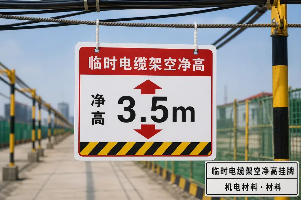 临时电缆架空净高挂牌实拍参考图